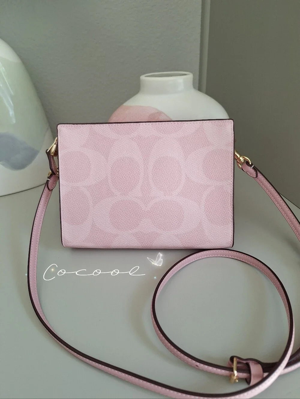 NEW Coach Limited Slim Crossbody Bag In Signature Canvas Powder Pink Purse - Picture 4 of 11